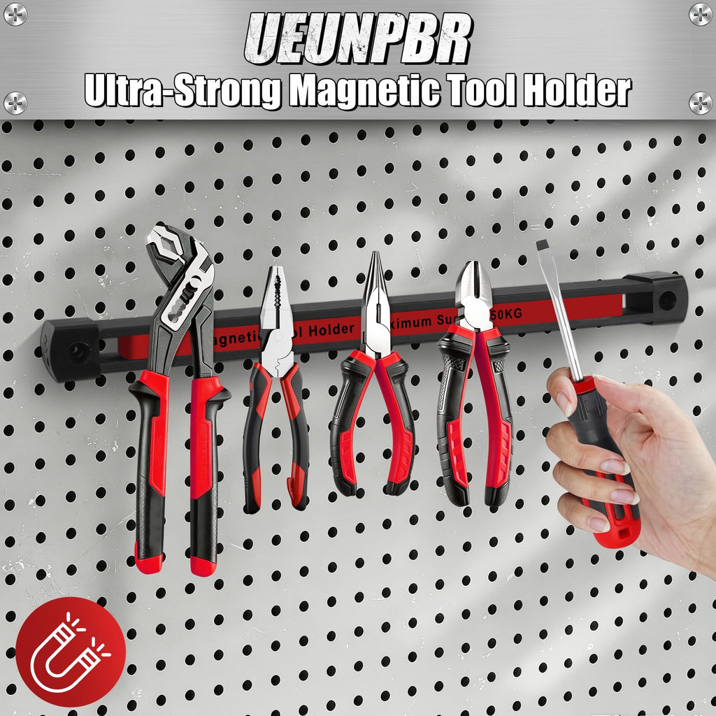 UEUNPBR Double Sided Magnetic Tool Holder, 12 Inch Heavy Duty Ultra Strong Magnetic Tool Bar, Wall Mount Magnetic Tool Strip for Garage, Workshop, Jobsite, Kitchen, Tool Organizer Storage (2 Pack)