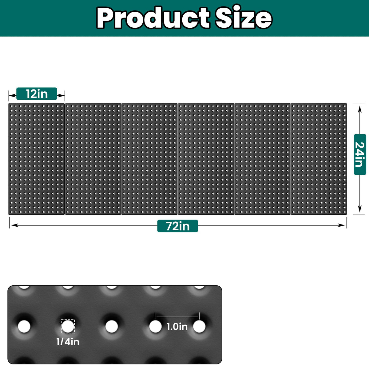 Metal Pegboard Panels 24" x 12", Heavy Duty Peg Board for Garage