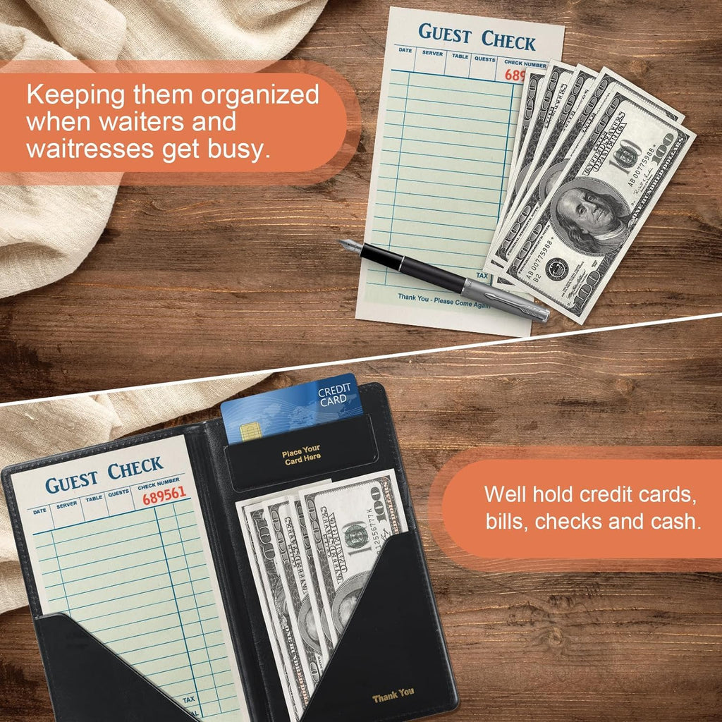 Leather Restaurant Check Presenters, 10Pcs 9 x 5" Guest Card Holder
