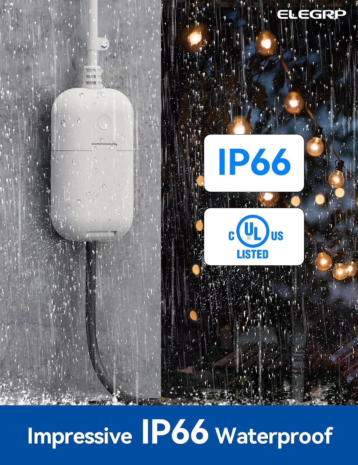 PQR10 Outdoor Smart Plug Waterproof IP66, WiFi Plug Compatible with Alexa & Google Assistant, Smart Outdoor Outlet