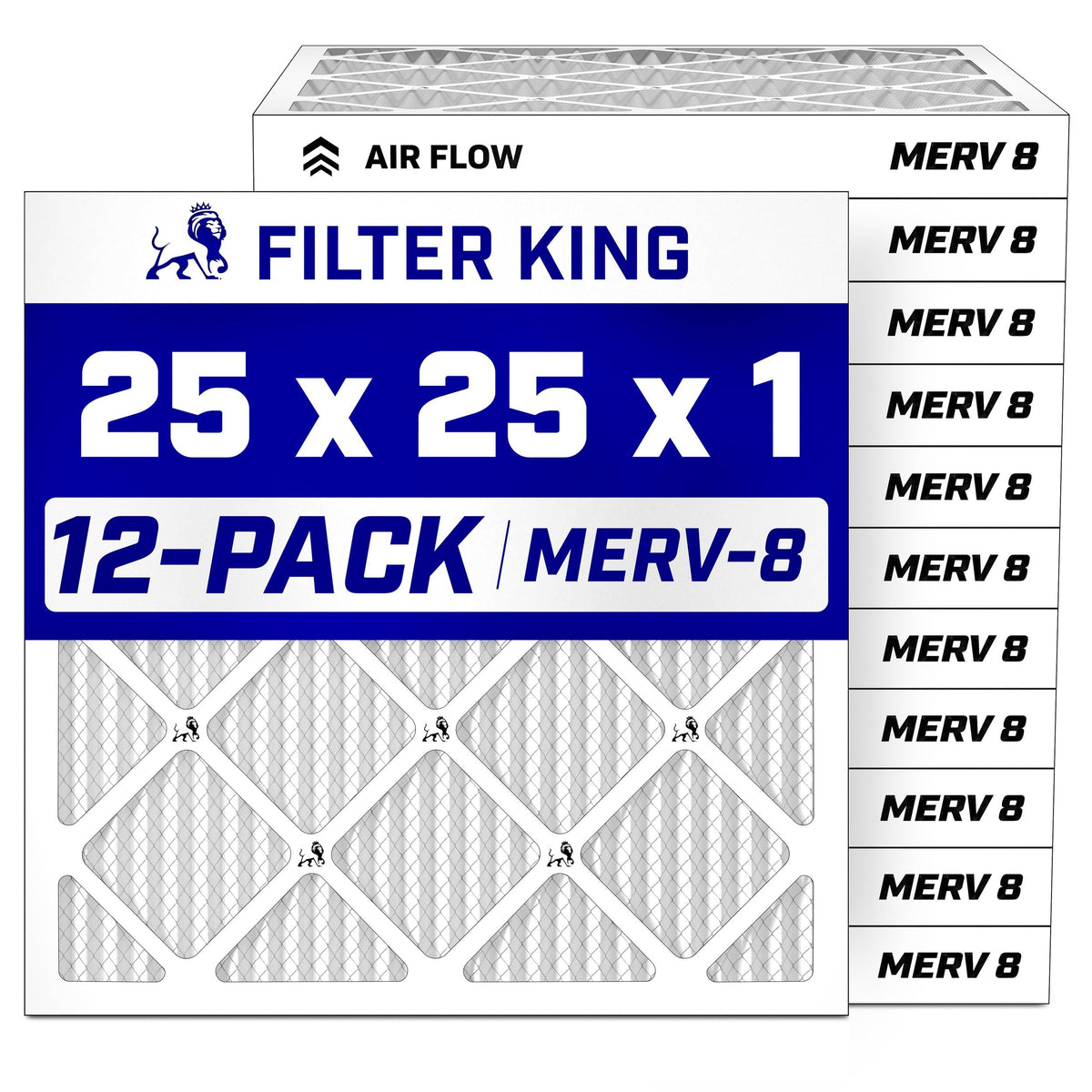 25x25x1 Air Filter MERV 8, AC Furnace Filters (12-Pack)