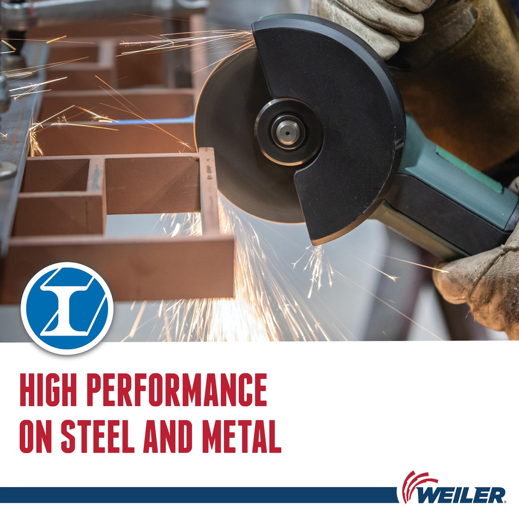 Weiler 57047 9 Inch Cutting Wheel, Tiger AO Steel/Metal Long Life Performance Cutting, 1/16" A60T Type 27 7/8" Arbor, Pack of 25