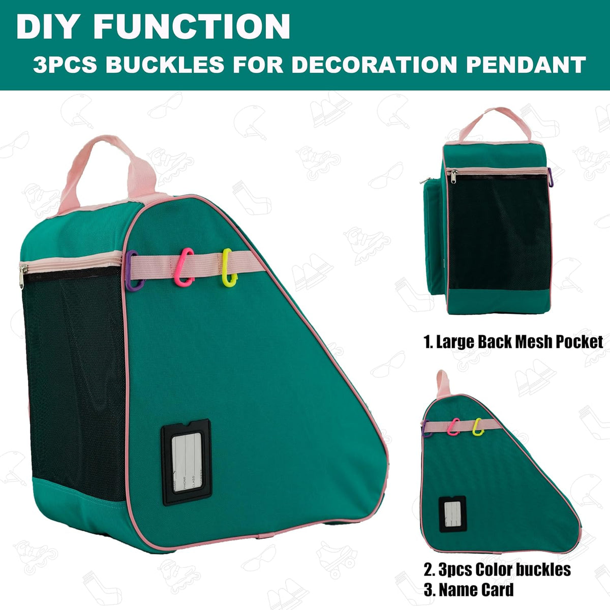 Skate Bag for Ice, Inline, Roller & Quad Skates - Kids & Adults