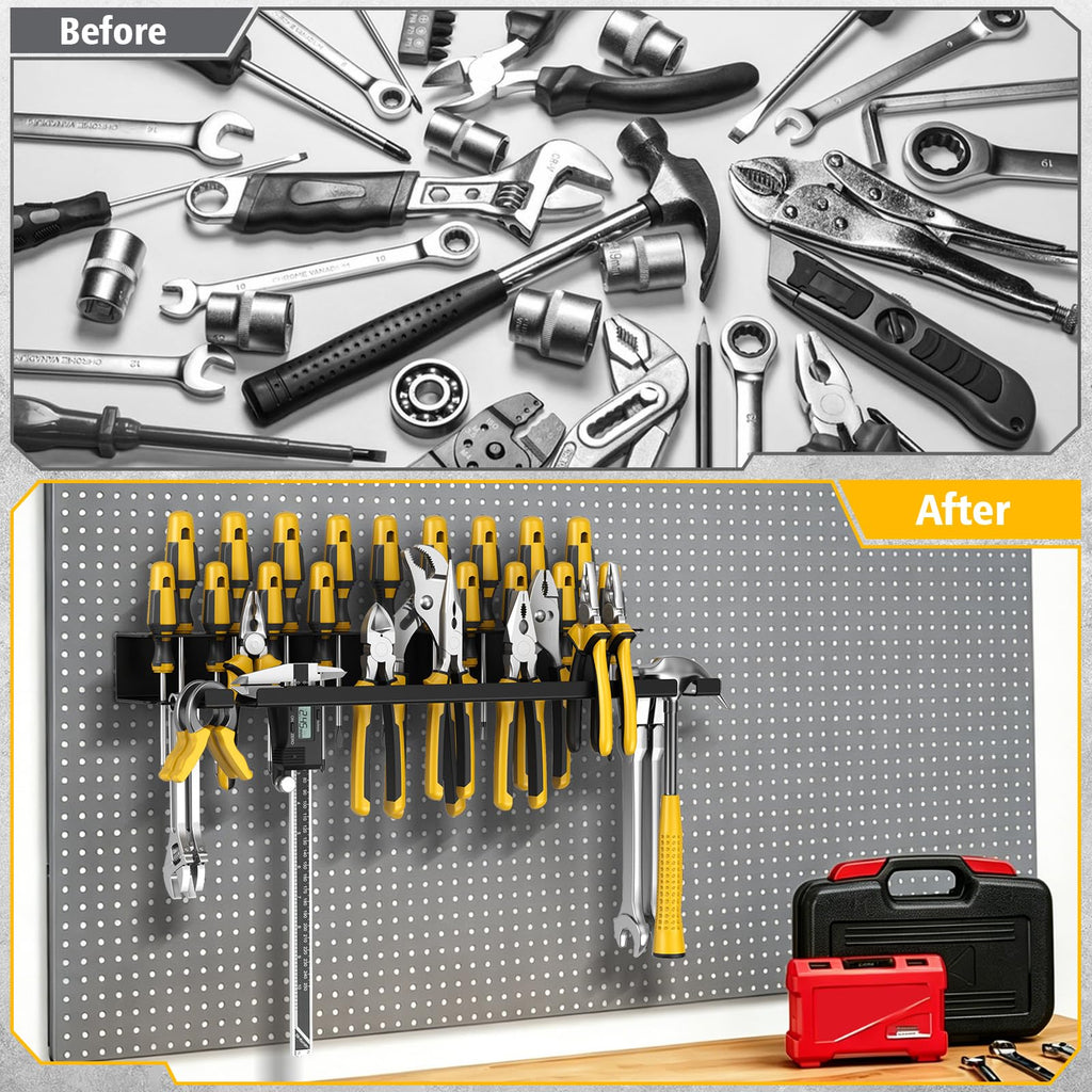 Screwdriver Organizer Wall Mount, Heavy Duty Steel, with 43 Holes