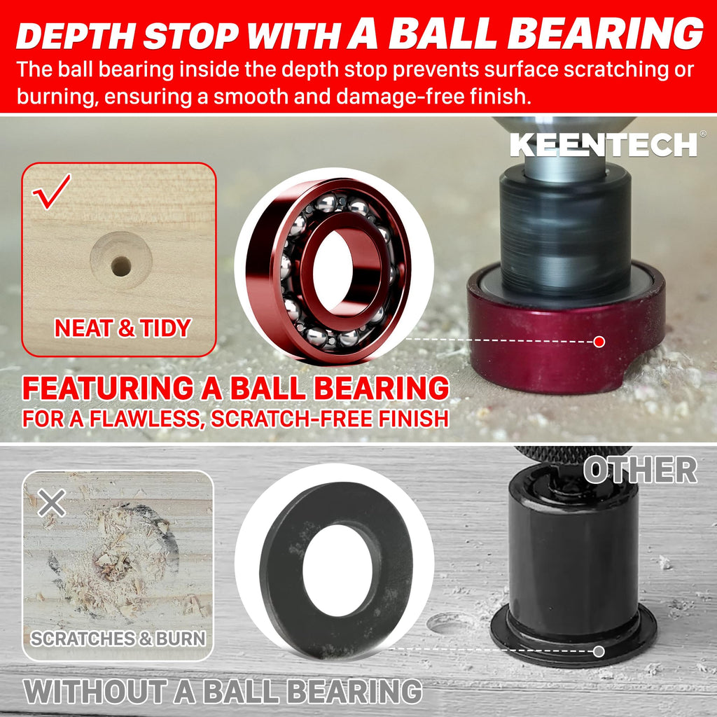 KEENTECH 3/8" x 3/32" Carbide Tipped Countersink Drill Bit with Depth Stop