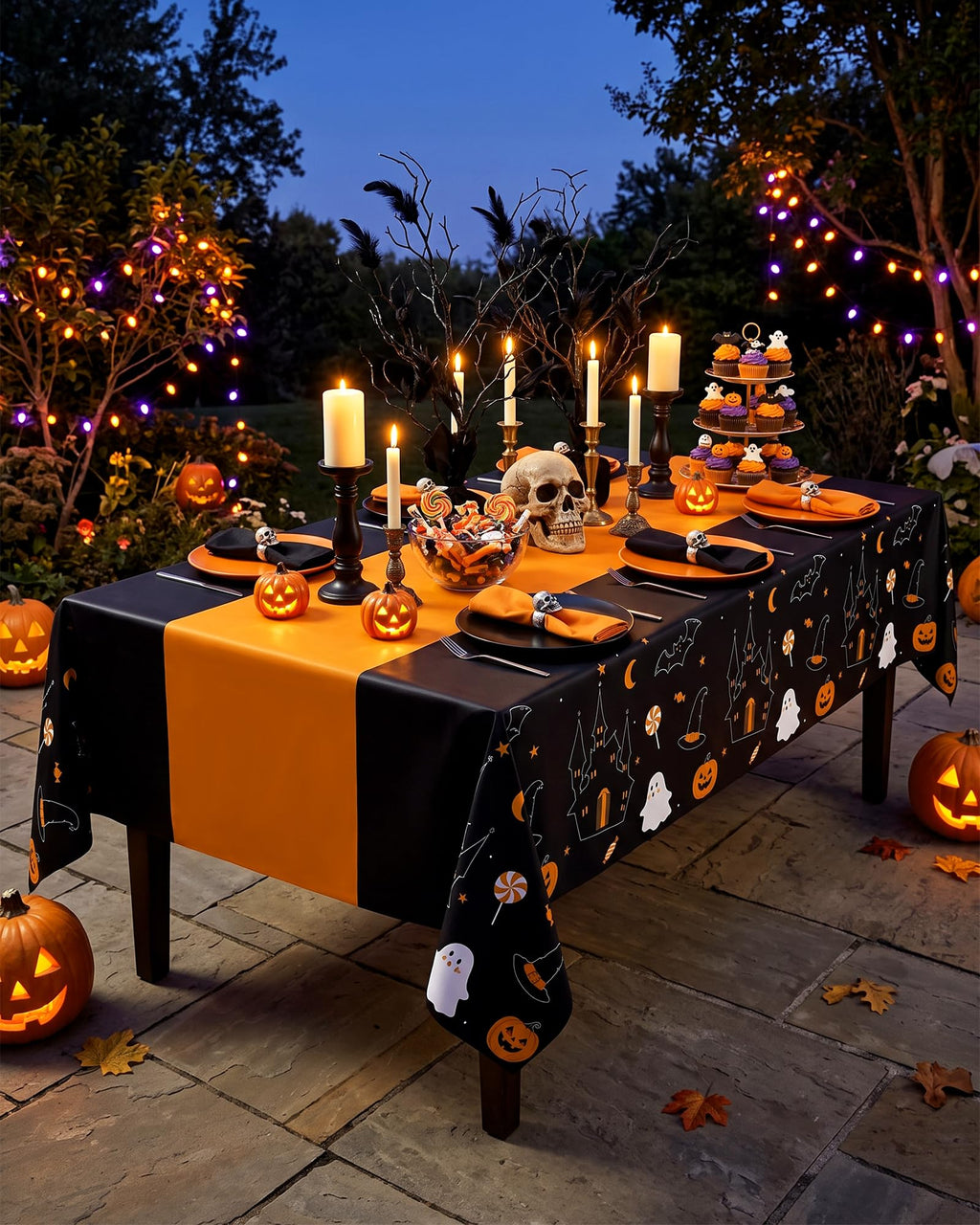 Plastic Table Cloth Disposable 10 Pack Halloween Orange