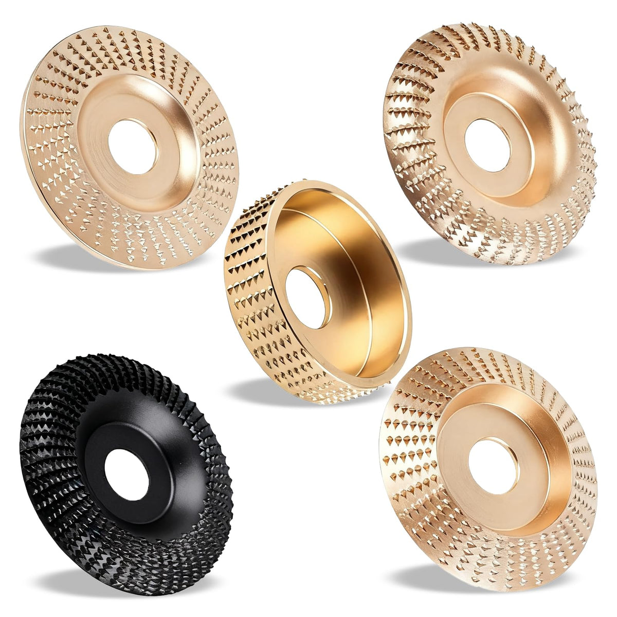 5PCS Angle Grinder Wood Carving Disc Set for 4-1/2 Inch Grinders