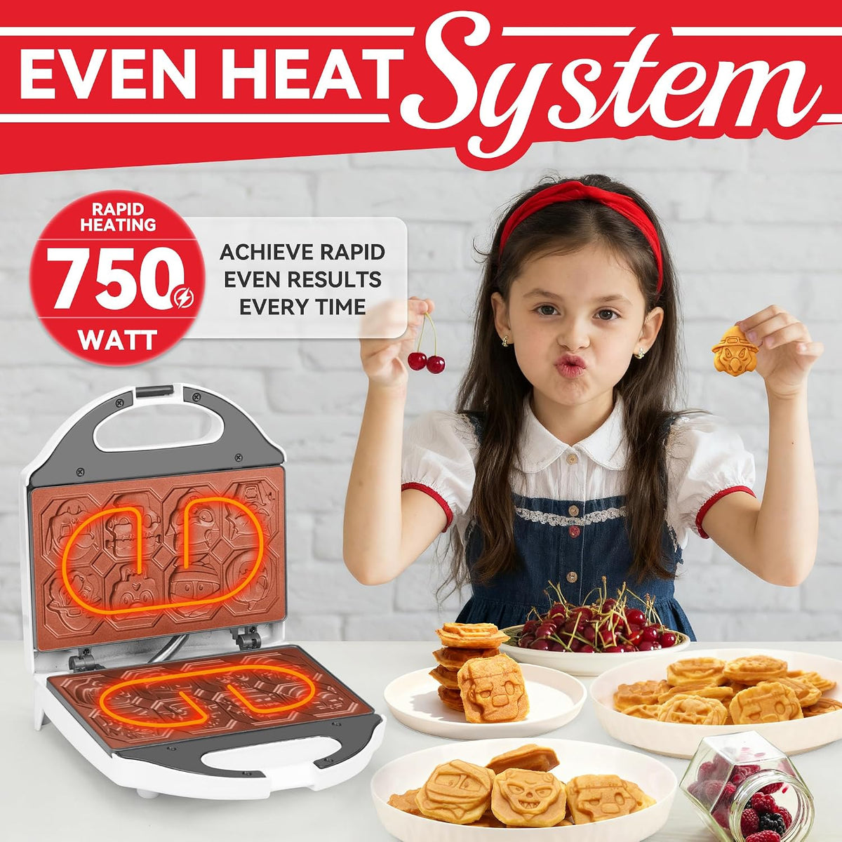 Spooky Mini Waffle Maker for Kids, Mini Pancake Maker Machine