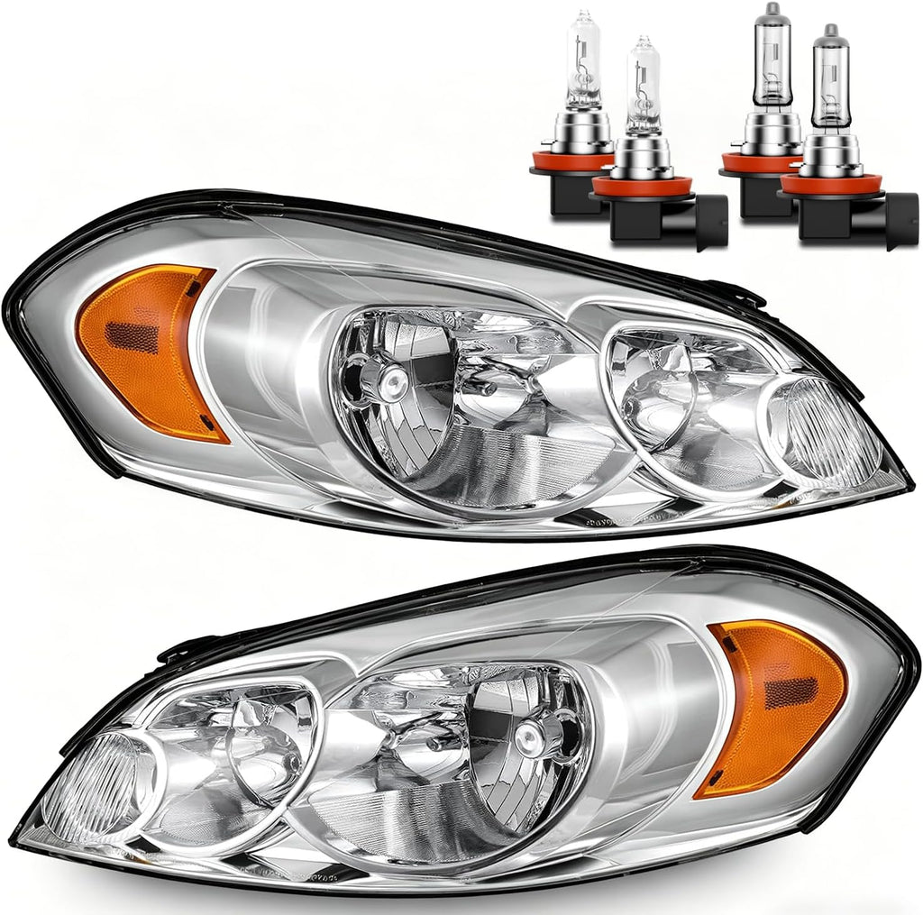 Headlights with High/Low Beam Bulbs for 2006-2013 Chevy Impala