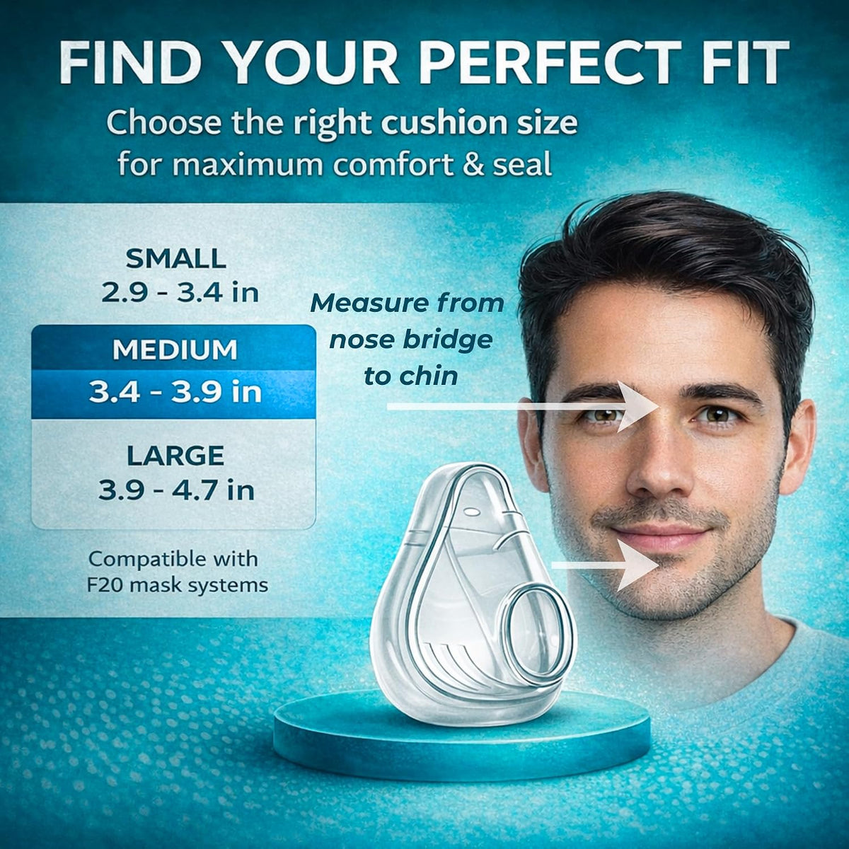 F20 Replacement Cushion – Compatible with AirFit & AirTouch CPAP Masks, Soft Silicone Seal, Snug Fit for Nose & Mouth, Durable & Comfortable (Clear 1 Pack, Large)