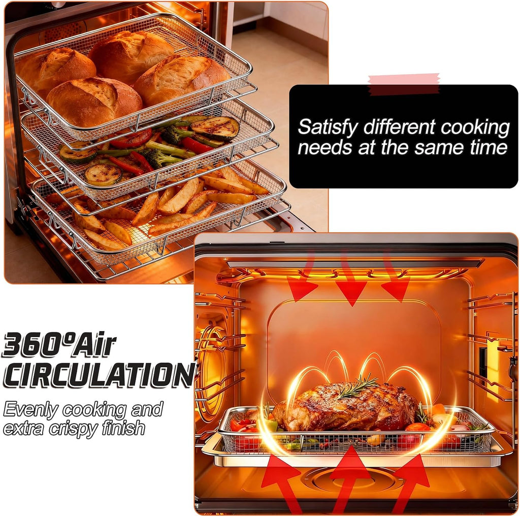 11.8 Inch Air Fryer Basket for Oven, Air Fryer Rack, 3 Pieces | Food-grade Stainless Steel Air Fryer Accessories for