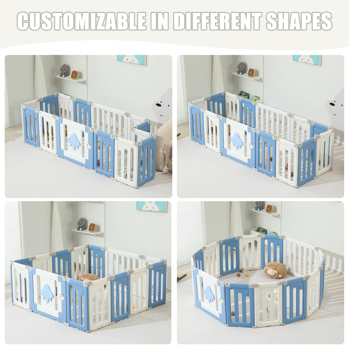 14-Panel Modular Foldable Baby Playpen & Safety Activity Yard with Locking Walk-Through Gate for Infants & Toddlers