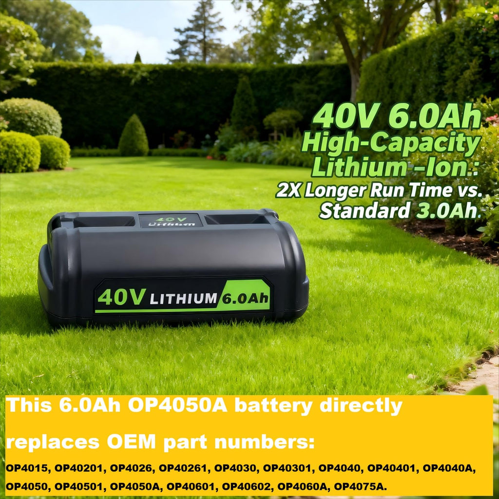 Compatible with Ryobi 40V Battery 6.0Ah Lithium Replacement OP4050A