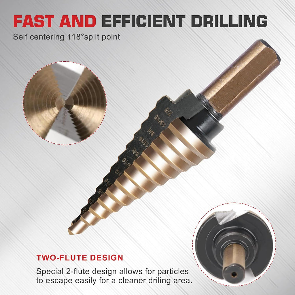 5Pcs Step Drill Bit & 5Pcs Countersink Drill Bit Set