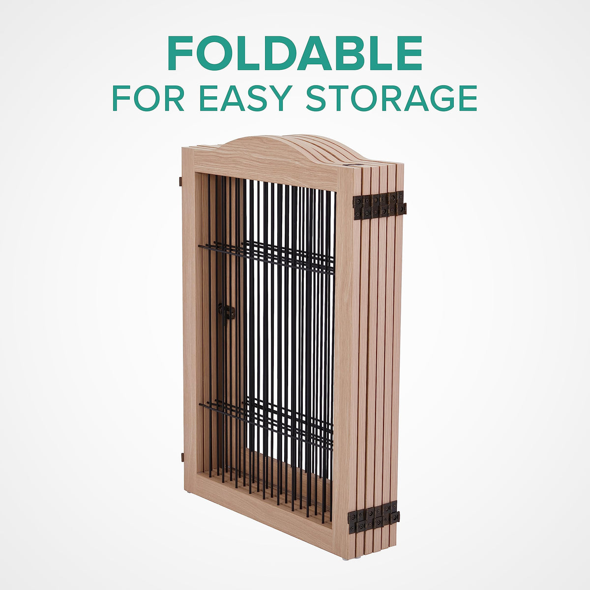 Freestanding Solid Wood 360° Configurable Pet & Dog Barrier Gate with Walk-Through Swing Door for Wide Indoor Openings, Hallways & Stairs