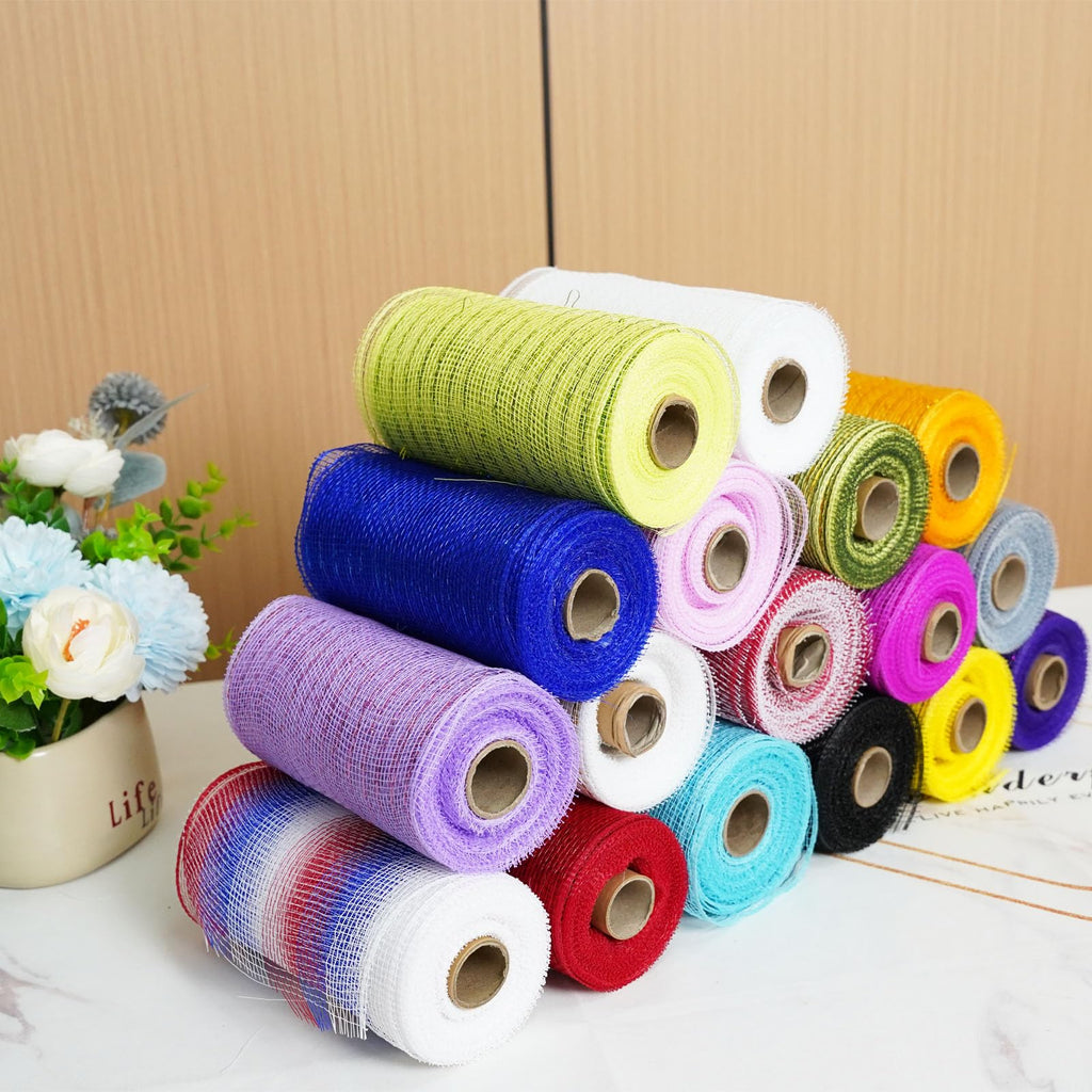 2 Rolls White Mesh Ribbon for Christmas Tree New Year Wreath Crafts