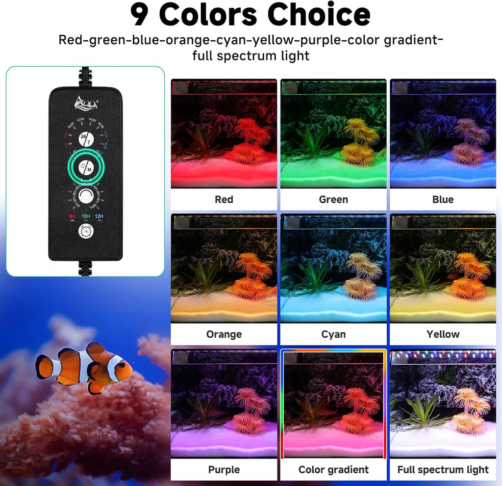 LED Aquarium Light, 24/7 & DIY Mode Full Spectrum Fish Tank Light