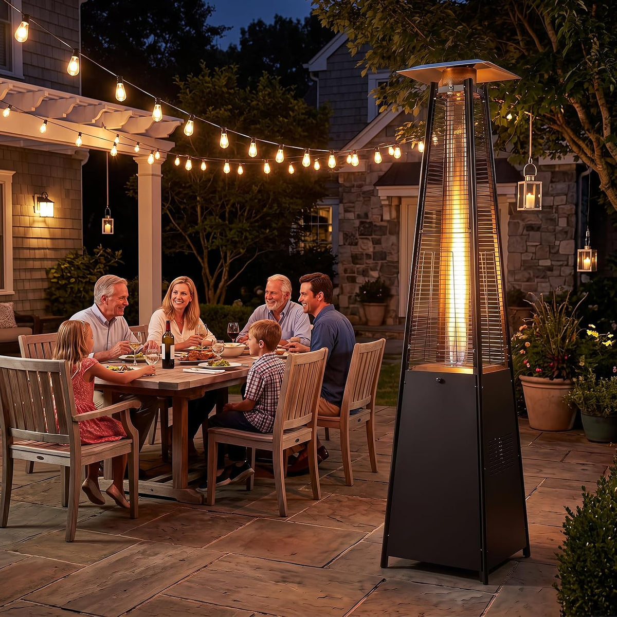 45000 BTU Pyramid Patio Heater with Wheels & Zippered Cover
