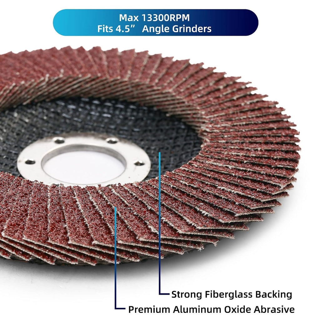 LotFancy Angle Grinder Sanding Disc for Metal & Wood, 4 1/2”, 20 Flap Discs