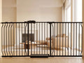 105" Extra-Wide Adjustable Hardware/Pressure-Mounted Pet & Child Safety Gate with Dual-Lock Walk-Through Swing Door for Stairs, Hallways & Wide Doorways