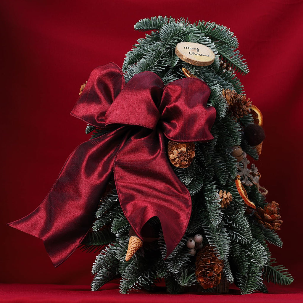 Burgundy Dupioni Wired Ribbon, Christmas Ribbon for Wreaths, Bows