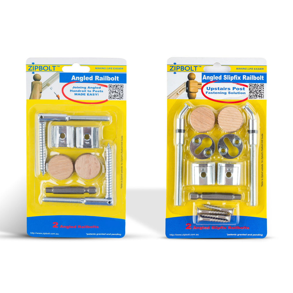Angled Handrail to Newel Post Installation Kit - Staircase Angled Railbolt Bundle (Includes 11.560 Lower & 13.960