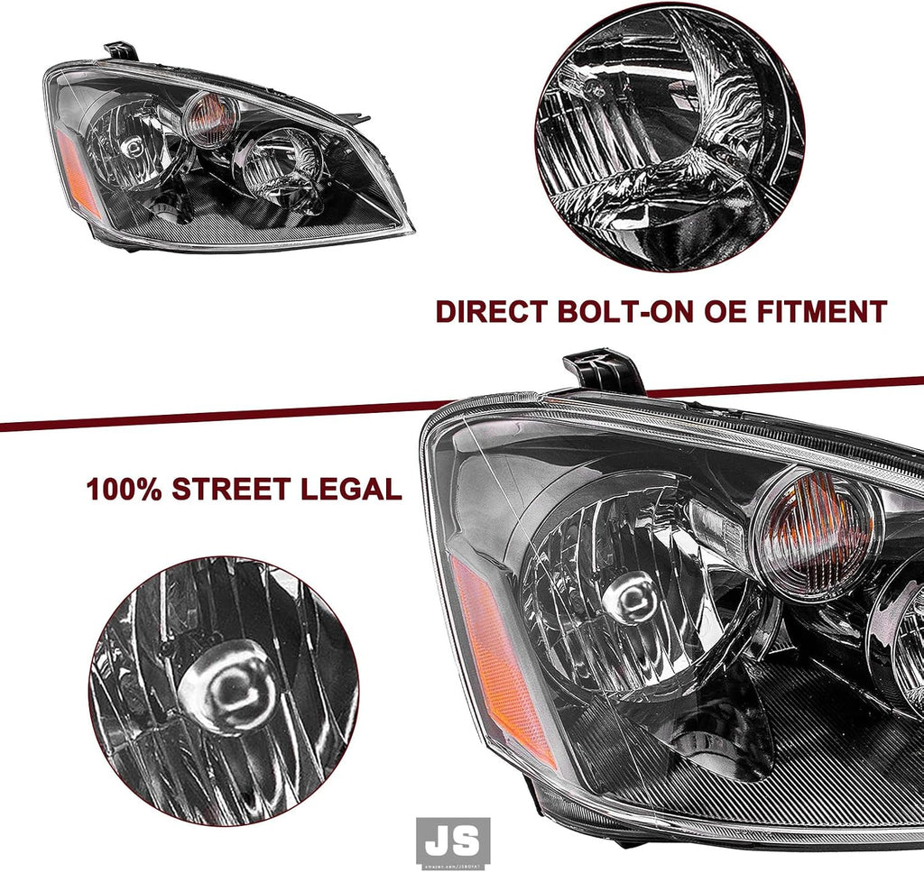 JSBOYAT Halogen Headlight Assembly Fit for 2005 2006 Nissan Altima