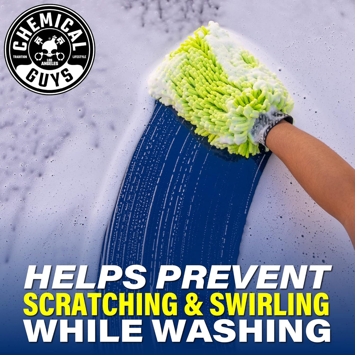 Chenille Premium Scratch-Free Microfiber Wash Mitt for Car Washing - Lime Green, Ultra-Soft Car Wash Glove