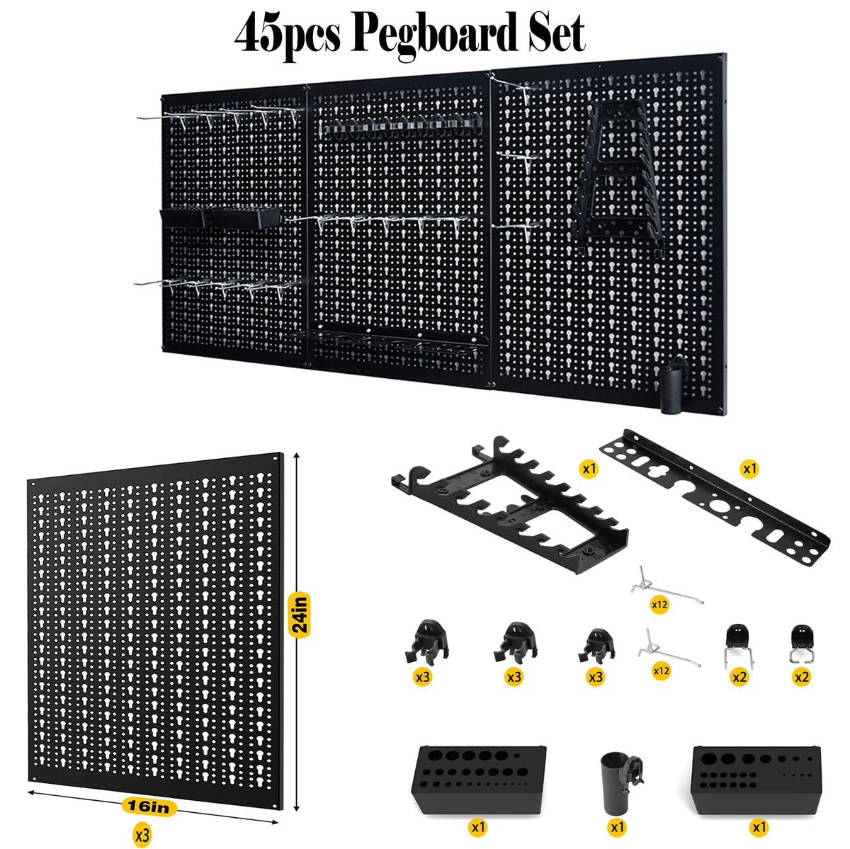 Peg Board Wall Organizer 4 ft. Metal Garage Wall Pegboard