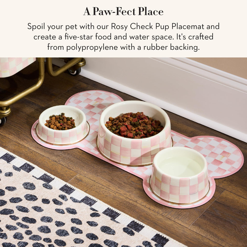 Pup Placemat, Pink-and-White Rosy Check