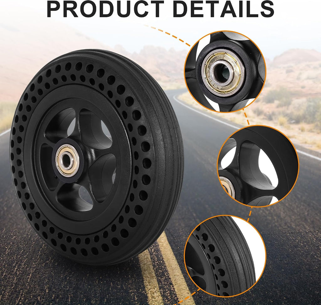 6 Inch Wheelchair Wheel Replacement Tire, 6"x1.4" Solid Tire Wheel Assembly
