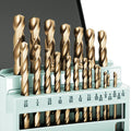 Axelord 21Pcs Cobalt Drill Bit Set (1/16"-3/8"), M35 HSS, 135 Degree Tip, Twist Jobber Length for Hardened Metal, Stainless Steel, Cast Iron, Wood, and Plastics, with Index Storage Case