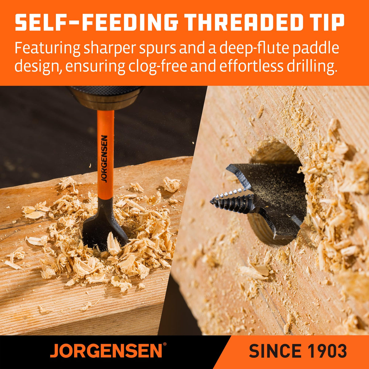 Jorgensen 2-Piece 3/4" x 6" Spade Drill Bits, 1/4" Hex Shank