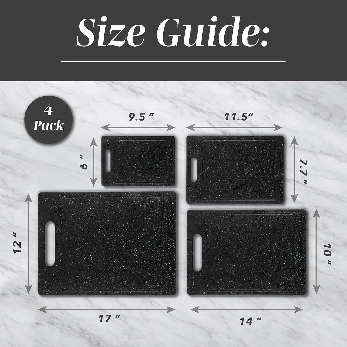 Non-Slip Cutting Board Set – Kitchen Essentials with Easy Grip Handle for Meat, Veggies, and Fruits, 4 Cutting