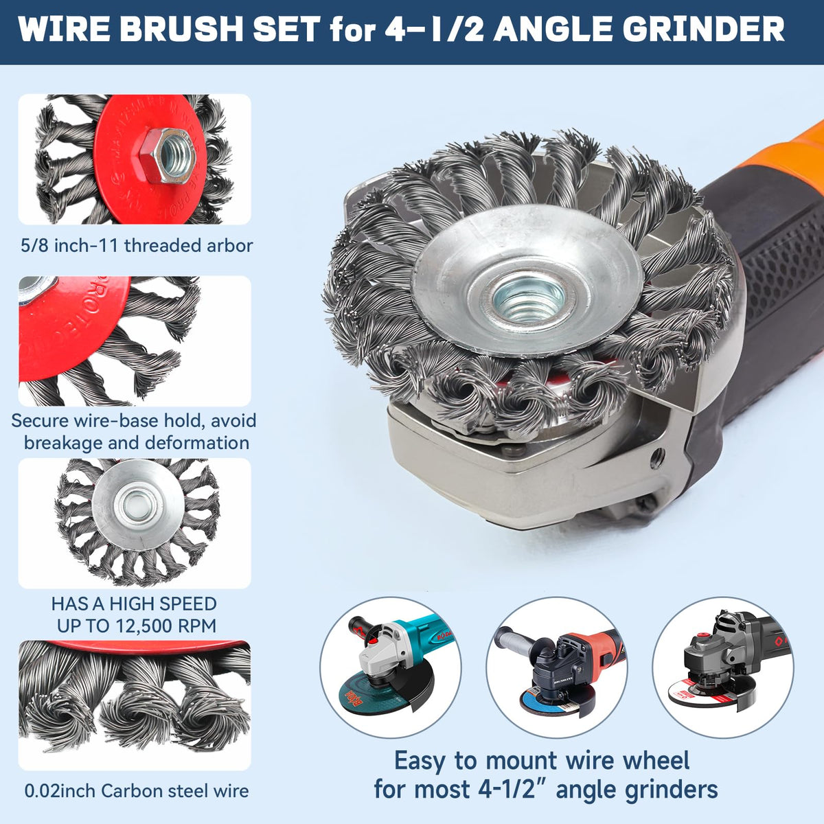 Asherxin 10 Pack Wire Wheel Brush for Angle Grinder & 4pcs Scratch Brushes