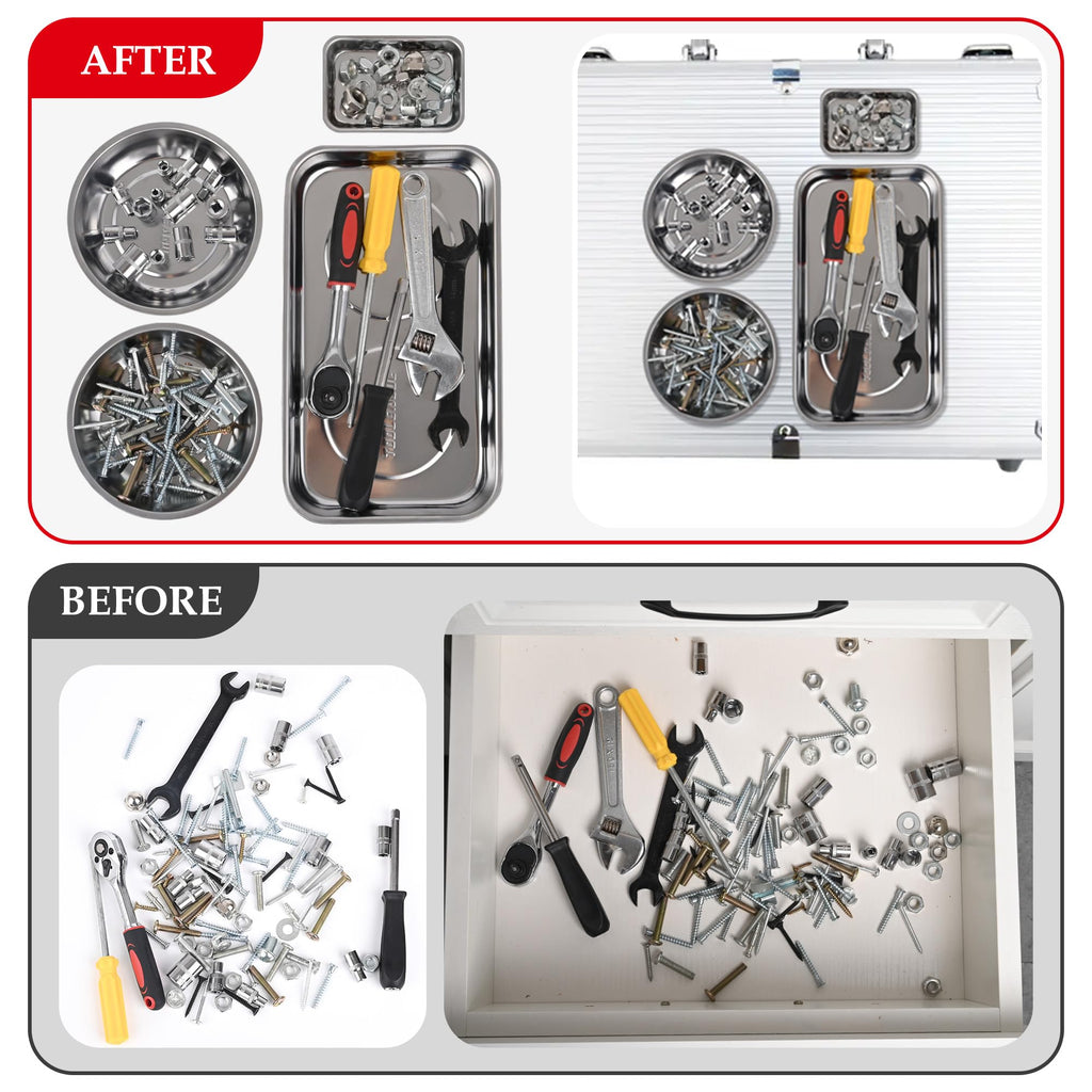 4Pcs Magnetic Parts Tray Set with 15Lb Magnetic Pickup Pen