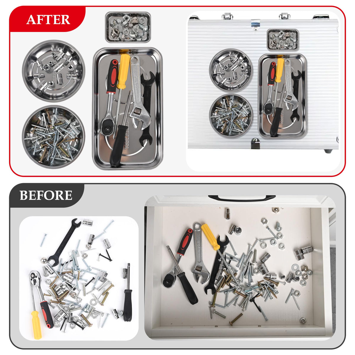 4Pcs Magnetic Parts Tray Set with 15Lb Magnetic Pickup Pen