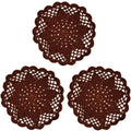 3 PCS 7 Inch Crochet Lace Doilies Coasters Handmade Knitted Small Plants Mug Cup Place Mats (Brown)