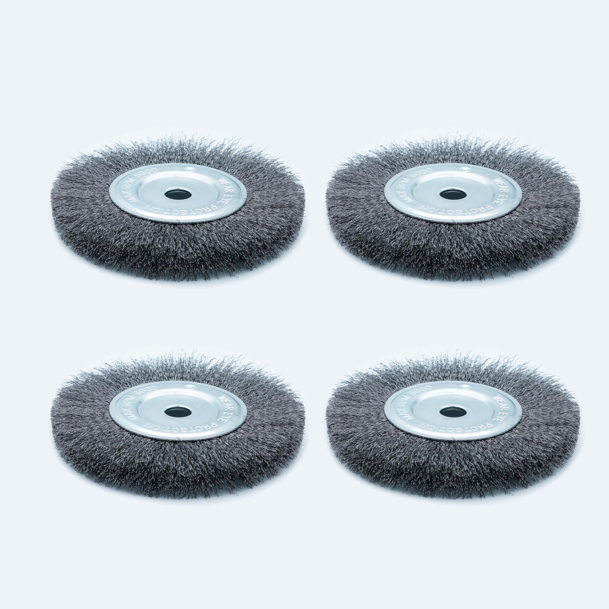 Eco Walker 6inch Bench Wire Wheel Brush Set for Bench Grinder - Coarse & Fine Crimped Carbon Steel (0.012in & 0.008in), 1/2in & 5/8in Arbor - Rust, Burr, Paint, and Corrosion Removal (4)