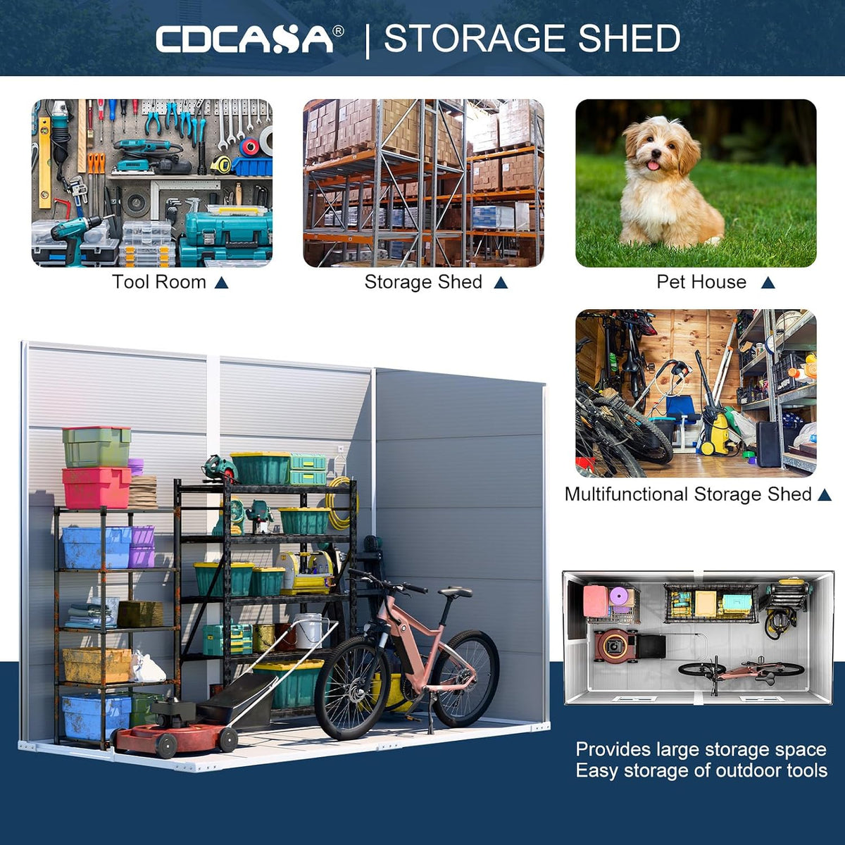 4x8 FT Plstic Resin Outdoor Lean to Shed with Floor Included | Waterproof Storage Sheds, Lockable Door,2