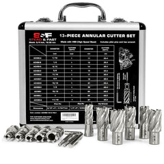 S&F STEAD & FAST Annular Cutter Set 13-Piece — 7/16" to 1-1/16", 1" Depth