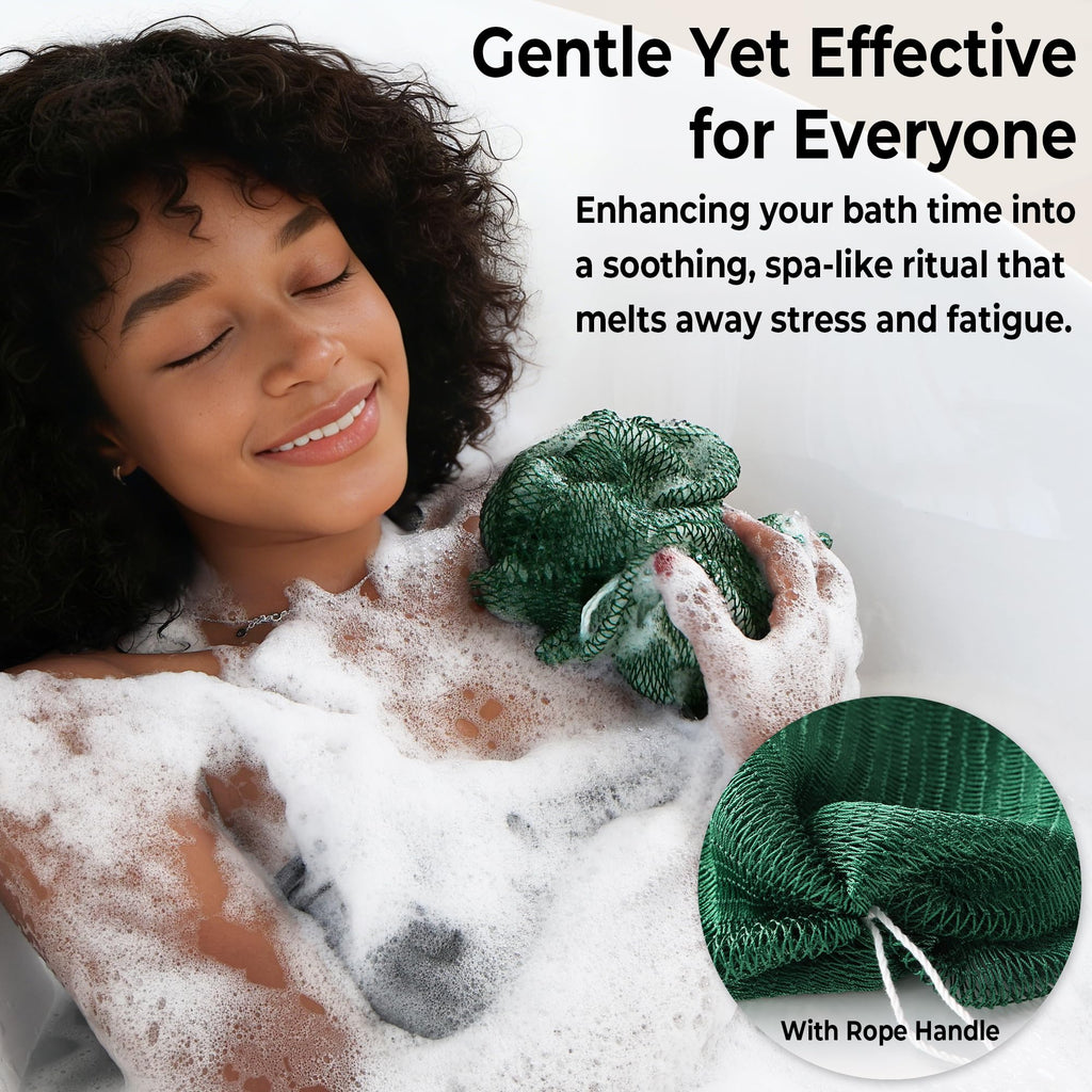 African Net Sponge Authentic - 4 Pack Exfoliating Body Scrubber Bath Sponge - Loofah Washcloth Back Scrub for Shower