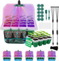 60-Cell Self Watering Seed Starter Tray with Grow Light, 5-Pack Reusable Seed Starter Kit with Soft Silicone, Plant