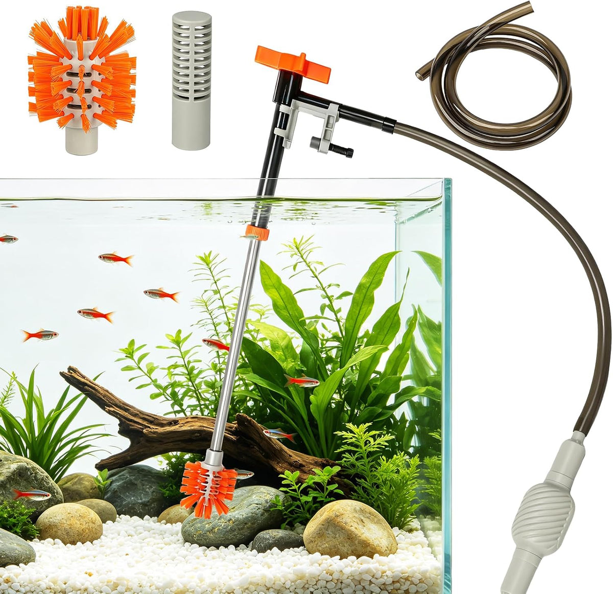Aquarium Siphon Gravel Cleaner Manual Water Changer Kit, Medium
