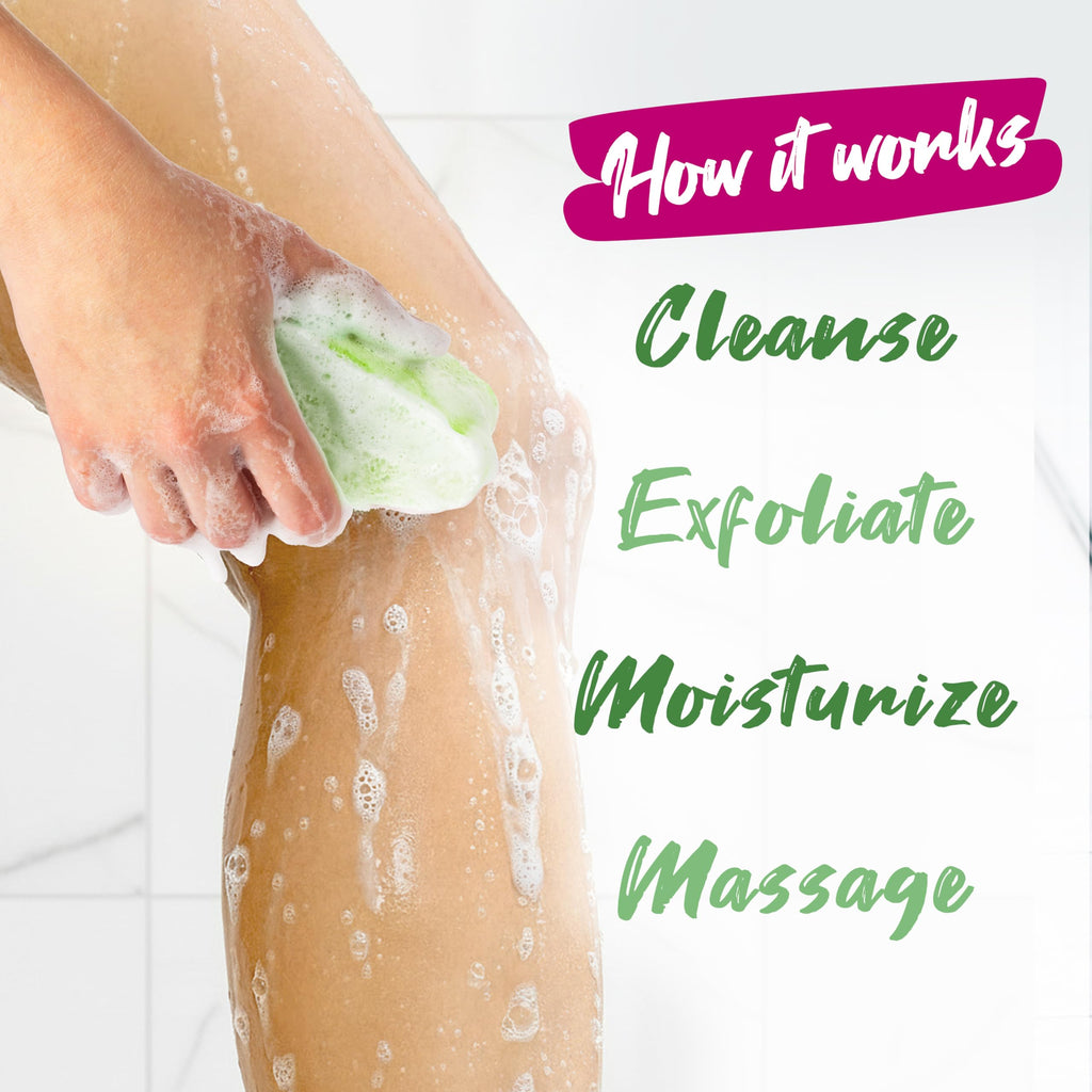Anti Cellulite Body Wash in a 20+ Wash Sponge, Fresh Aloe, 3 Count