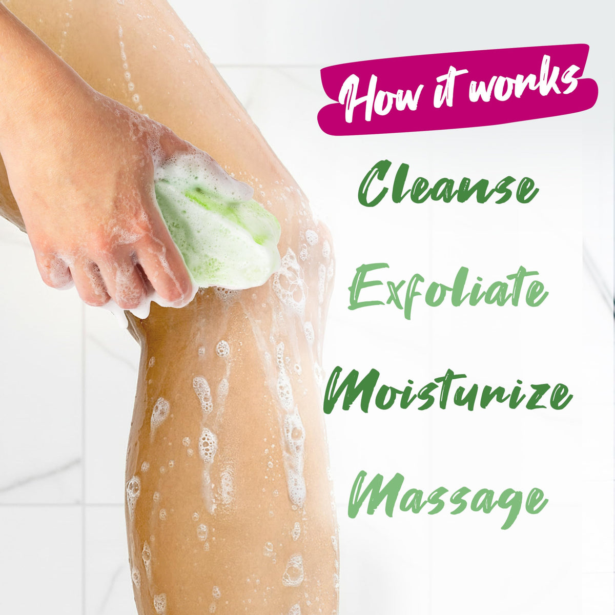 Anti Cellulite Body Wash in a 20+ Wash Sponge, Fresh Aloe, 3 Count