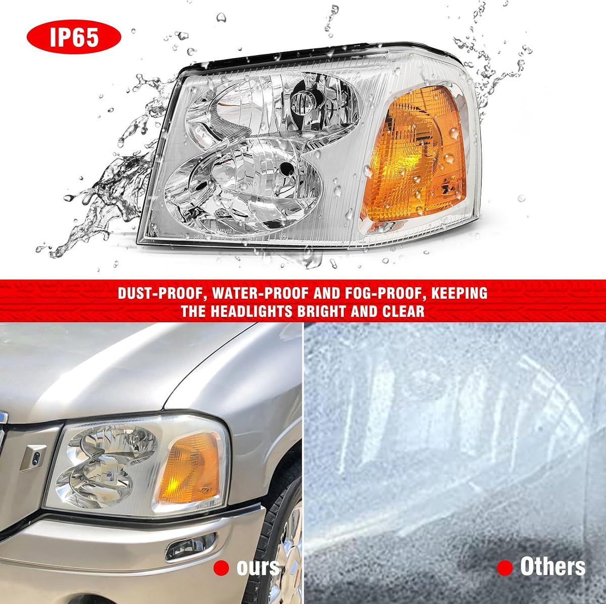 for 2002-2009 GMC Envoy Halogen Headlight W/O Bulbs