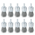 uxcell 10pcs Wire Brush for Drill 1" Dia. Abrasive Wire Wheel 1/4" Round Shank Stainless Steel Cup Brush Coarse Crimped Drill Attachment for Cleaning Rust Paint Abrasive