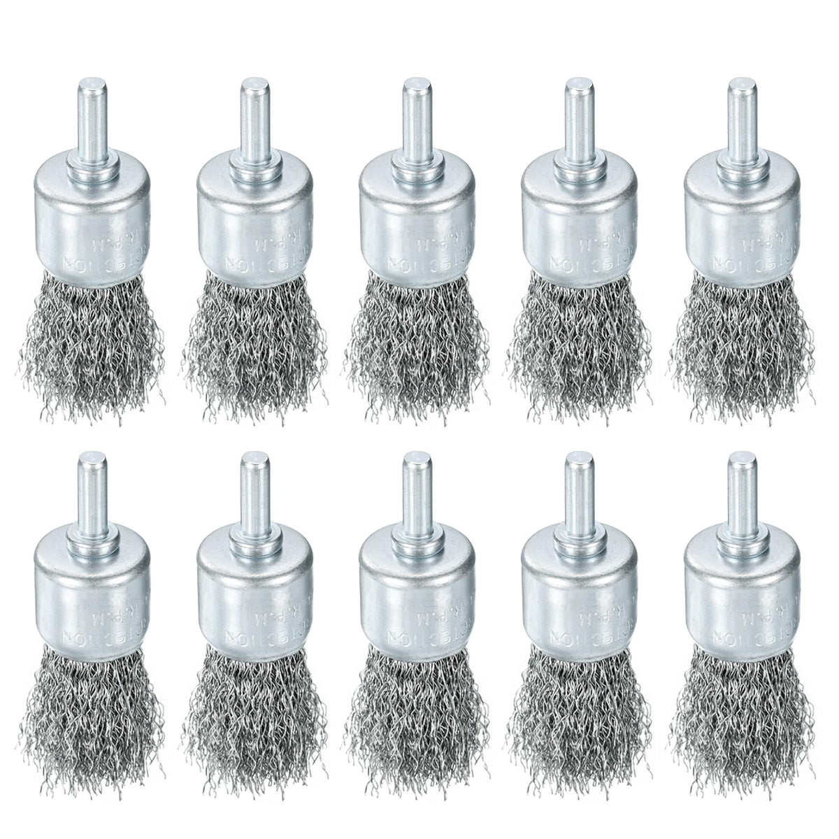 uxcell 10pcs Wire Brush for Drill 1" Dia. Abrasive Wire Wheel 1/4" Round Shank Stainless Steel Cup Brush Coarse Crimped Drill Attachment for Cleaning Rust Paint Abrasive