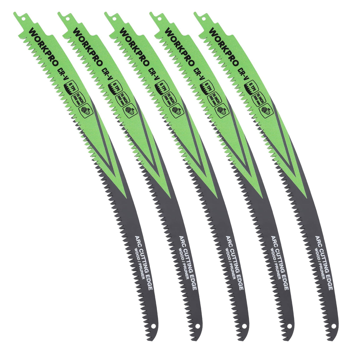 WORKPRO 15-Inch Arc Edge Reciprocating Saw Blades, 6TPI for Pruning, 5 Pack